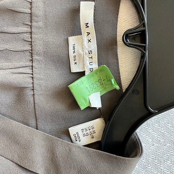 Max Studio Silk Cap Sleeve Blouse, XS, Mushroom (Taupe/Grey) - Picture 9 of 11